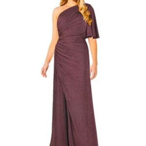 Adrianna Papell One-Shoulder Metallic Jersey Gown NWT